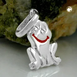 Anhänger 12x7,5mm Silberanhänger lächelnder Frosch aus 925 Silber für Kinder