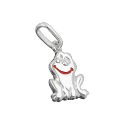 Anhänger 12x7,5mm Silberanhänger lächelnder Frosch aus 925 Silber für Kinder