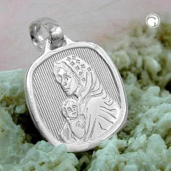 Anhänger 16x15mm Silberanhänger Maria mit Jesuskind klein 925 Silber Unisex