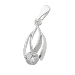 Anhänger 17x8mm Silberanhänger mit Zirkonia weiß 925 Sterlingsilber Damen