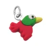 Anhänger 12x14mm Silberanhänger Vogel grün rot gelb 925 Silber für Kinder