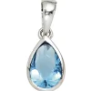 Anhänger 7,3x12,7mm 925 Silber Zirkonia hellblau blau tropfenförmig rhodiniert