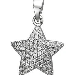 Anhänger 13,5x15,4mm Stern aus 925 Silber mit 67 weißen Zirkonia Damen
