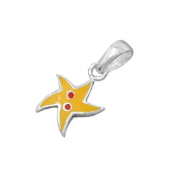 Anhänger 15x10mm Stern Seestern gelb echtes 925 Silber für Kinder Silberanhänger