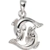 Anhänger 11x13,8mm Sternzeichen Fische aus 925 Echt Silber glänzend Unisex
