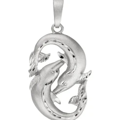 Anhänger 24,5x38,9mm Sternzeichen Fische aus 925 Silber rhodiniert teilmattiert
