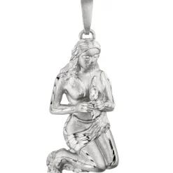 Anhänger 19,3x43,4mm Sternzeichen Jungfrau aus 925 Silber rhodiniert teilmatt