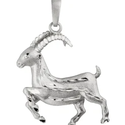 Anhänger 29,9x38,2mm Sternzeichen Steinbock 925 Silber rhodiniert teilmattiert