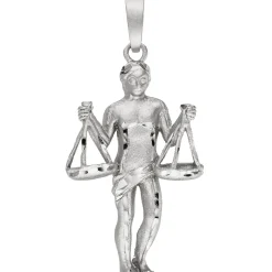 Anhänger 26,3x44,5mm Sternzeichen Waage aus 925 Silber rhodiniert teilmattiert