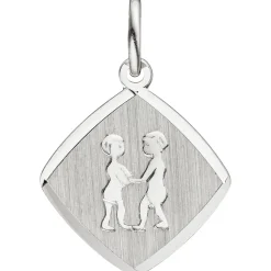 Anhänger 13x14,9mm Sternzeichen Zwilling aus 925 Silber Rhombus rhodiniert