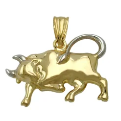 Anhänger 16x23mm Stier 375 Gelbgold bicolor rhodiniert Sternzeichen Unisex