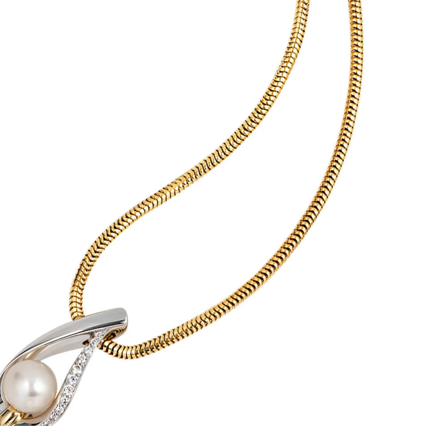 Anhänger 10,8x24,2mm Süßwasser Zuchtperle & Diamanten 0.09Ct 585 Gold gelb/weiß