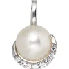 Anhänger 10x17,1mm Süßwasser Zuchtperle & 8 Diamanten 0.1Ct 585 Weißgold