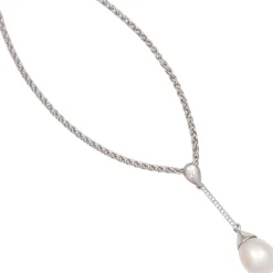 Anhänger 9,4x38,6mm Süßwasser Zuchtperle & 14 Diamanten 0.06Ct W/SI 585 Weißgold
