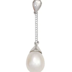 Anhänger 9,4x38,6mm Süßwasser Zuchtperle & 14 Diamanten 0.06Ct W/SI 585 Weißgold