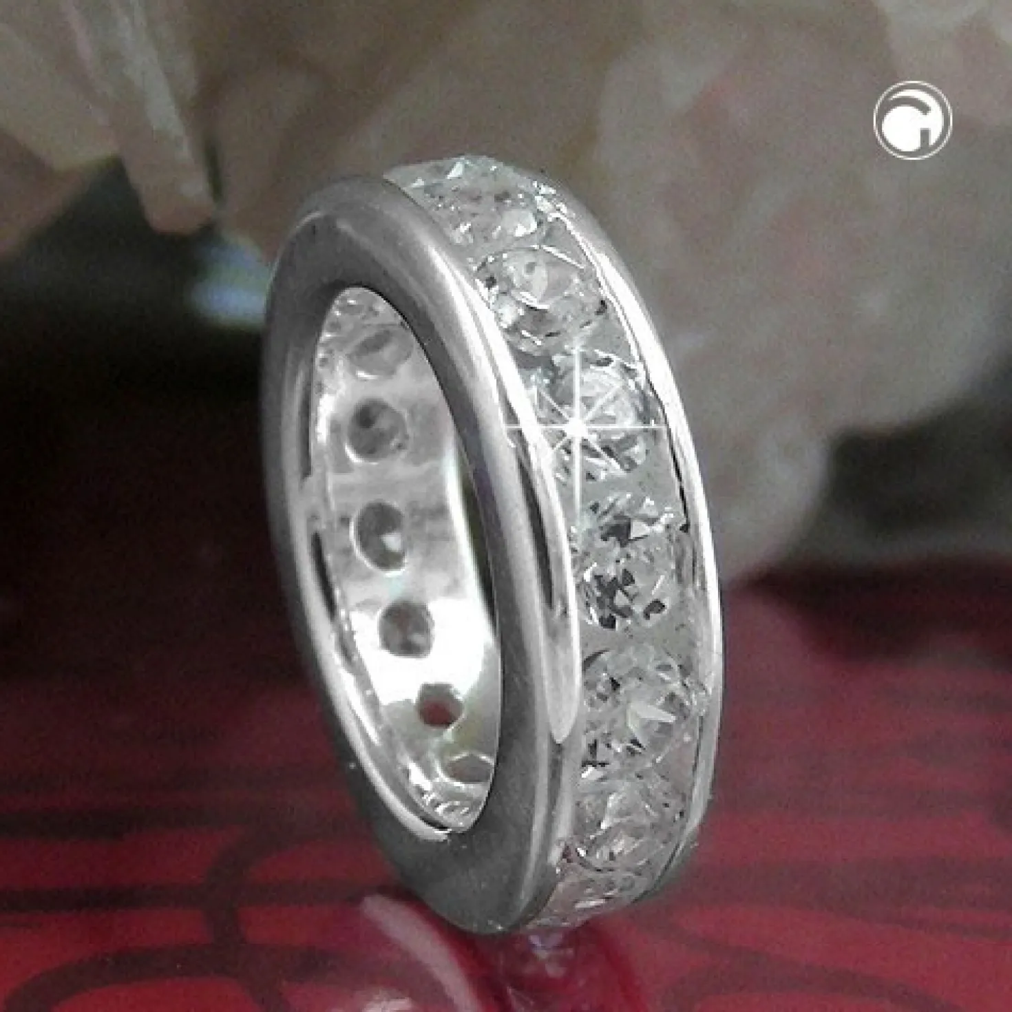 Anhänger 9x2mm Taufe aus 925 Silber Taufanhänger Taufring mit Zirkonia Kinder