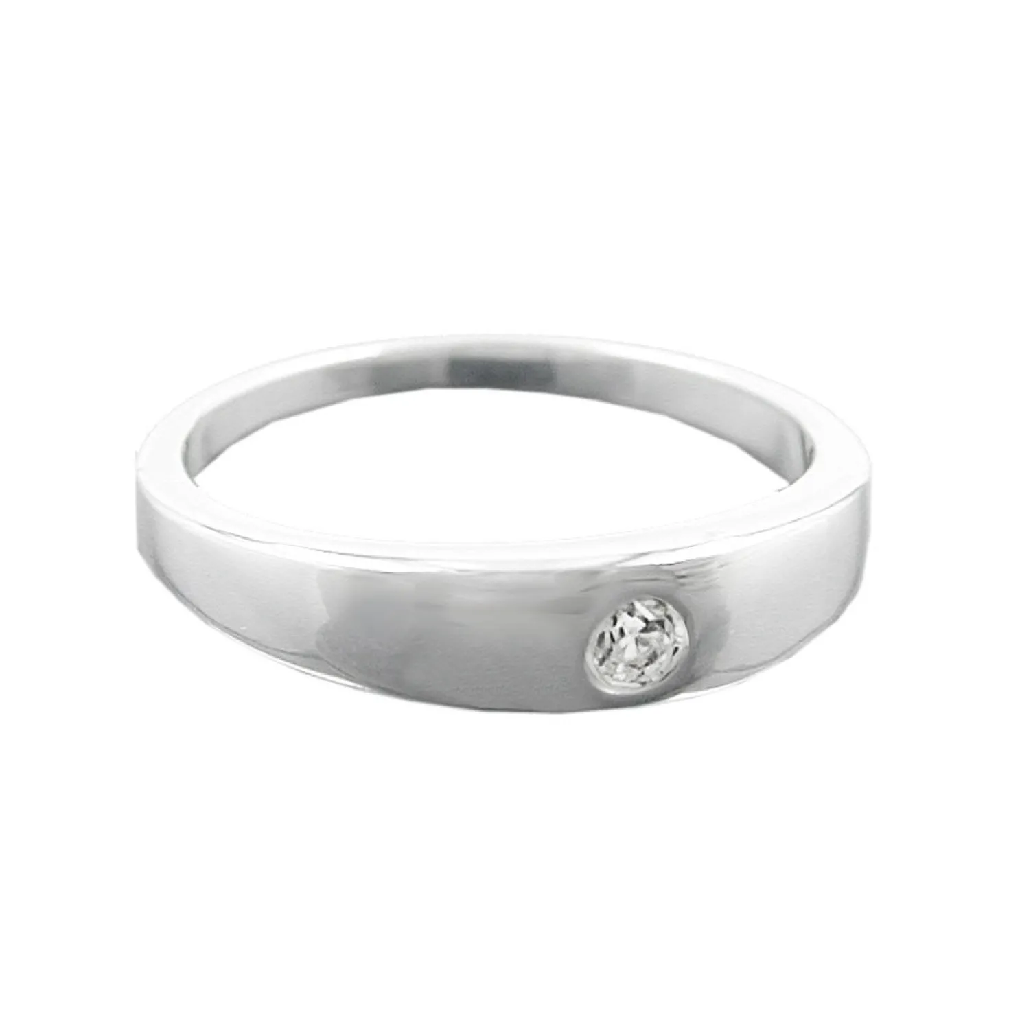 Anhänger 11x2mm Taufring mit Zirkonia kantige Form 925 Silber für Kinder
