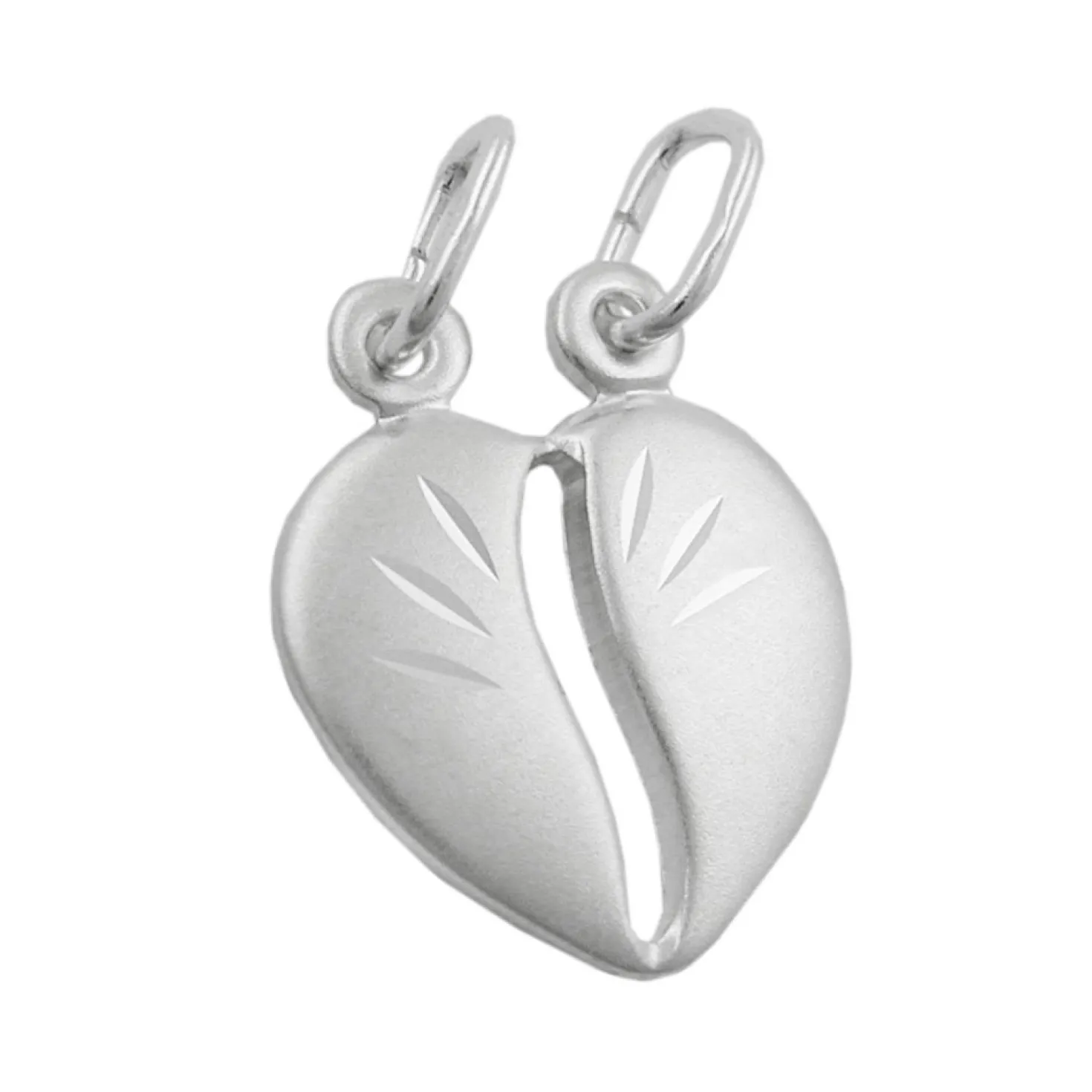 Anhänger 14x12mm teilbares Herz Doppelanhänger 2 Ösen mattiert 925 Silber Unisex