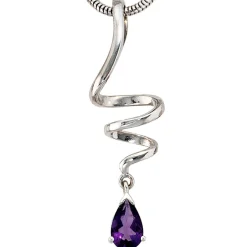 Anhänger 11,7x39,8mm Tropfen Amethyst an Spirale aus 925 Echt Silber für Damen