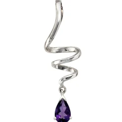 Anhänger 11,7x39,8mm Tropfen Amethyst an Spirale aus 925 Echt Silber für Damen