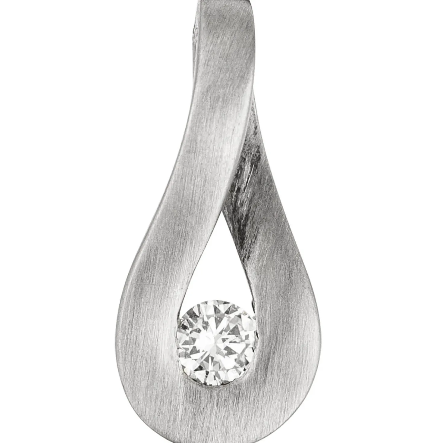 Anhänger 6,8x15,1mm Tropfen mit Diamant 0.09Ct W/SI Brillant 950 Platin mattiert