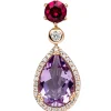 Anhänger 10,7x2,5mm Tropfen 585 Rotgold Amethyst Rhodolith 32 Diamanten 0.17Ct