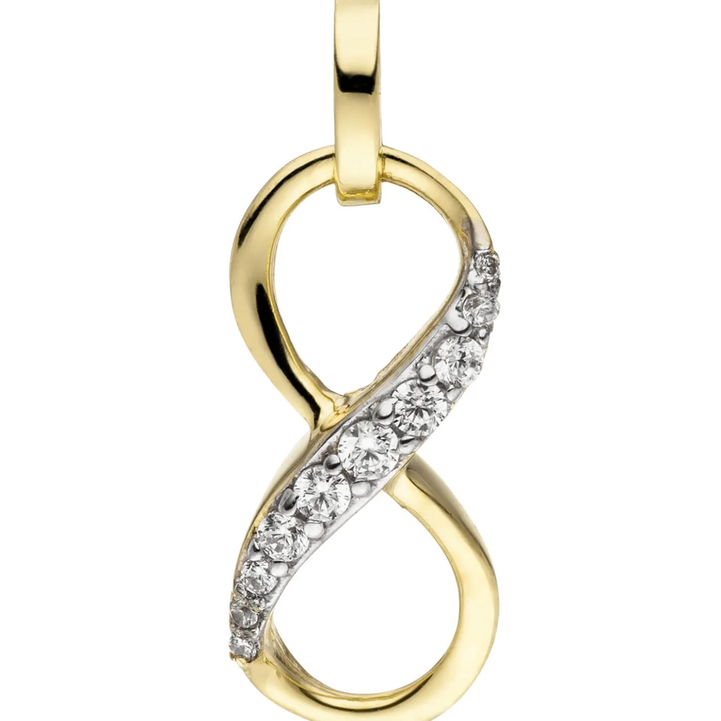 Anhänger 7,2x16,3mm Unendlichkeit Symbol Infinity 8 mit Zirkonia 375 Gelbgold