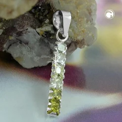 Anhänger 18x3mm viele Zirkonia weiß oliv-farbig 925 Silber für Damen
