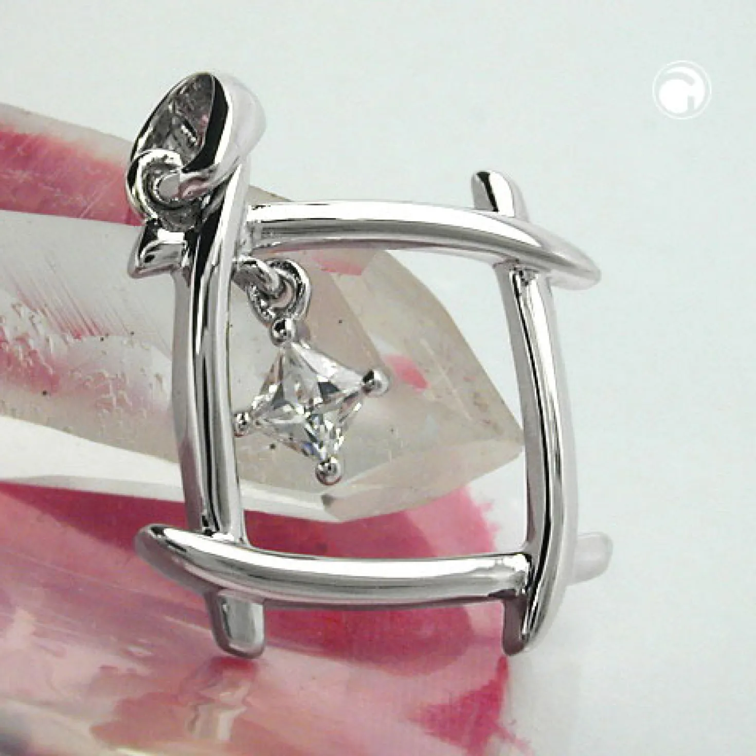 Anhänger 21x21mm Viereck durchbrochen Zirkonia weiß 925 Silber Damen