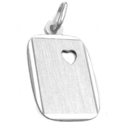 Anhänger 21x13mm viereckige Gravurplatte mit Ausschnitt in Herzform 925 Silber