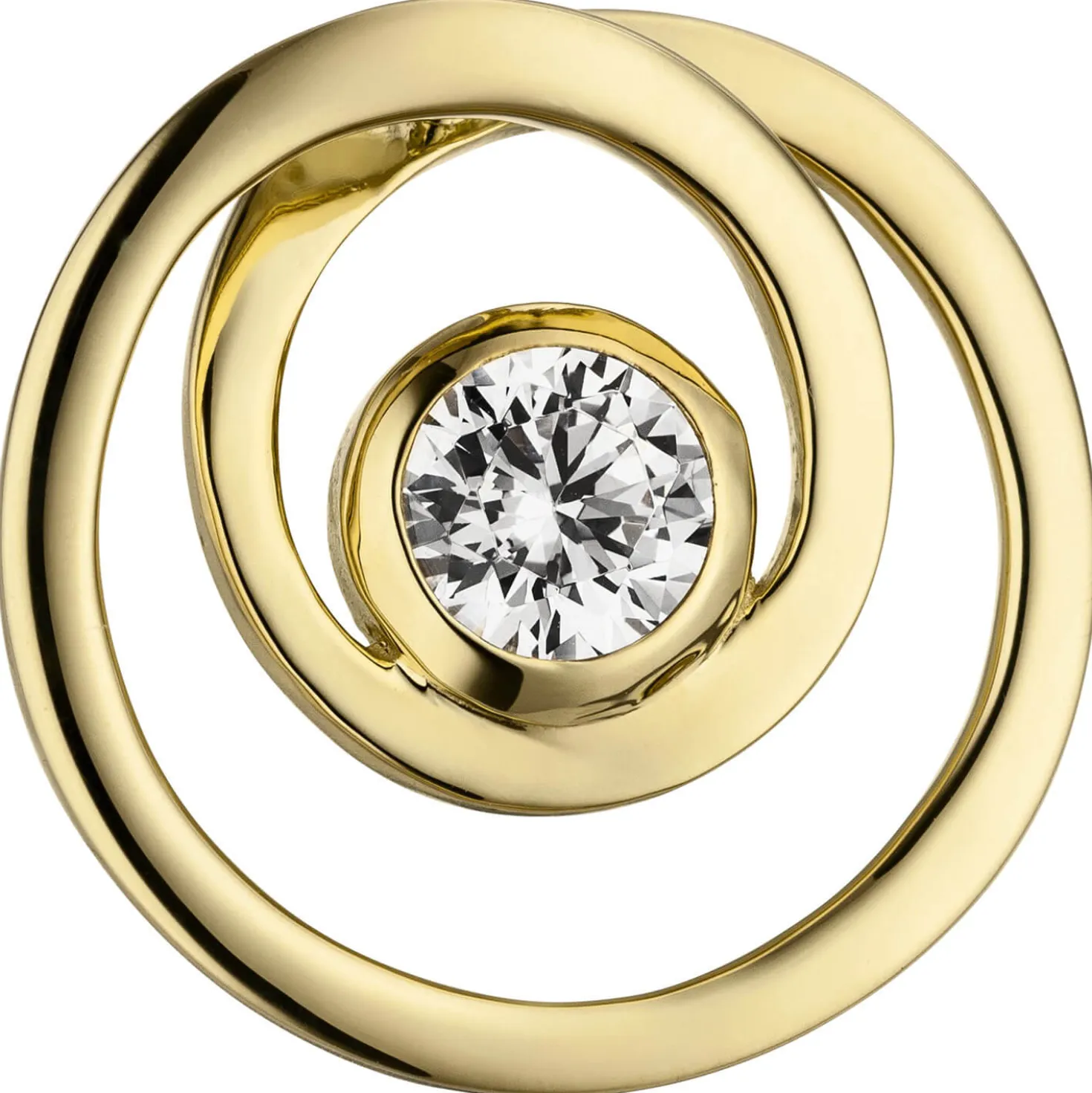 Anhänger 21,7x21,1mm weißer Zirkonia in einer Spirale 925 Silber gelbvergoldet
