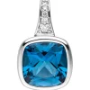 Anhänger 11x18,2mm 585 Weißgold 5 Diamanten 0.035Ct W/SI Blautopas London Blue