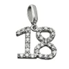 Anhänger 10x11mm Zahl Nummer 18 Achtzehn mit Zirkonia weiß 925 Echt Silber Damen