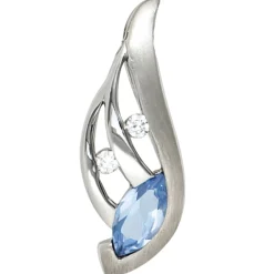 Anhänger 9,1x23,8mm Zirkonia blau & weiß 925 Silber rhodiniert Halsschmuck Damen