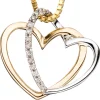 Anhänger 18,1x16,4mm zwei Herzen Doppelherz mit 14 Diamanten 0.06Ct 585 Gelbgold