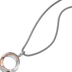 Anhänger 17,6x25,2mm zwei Kreise mit Diamant 0.05Ct 585 Weißgold Rotgold