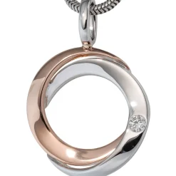 Anhänger 17,6x25,2mm zwei Kreise mit Diamant 0.05Ct 585 Weißgold Rotgold