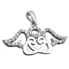 Anhänger 11x26mm zwei stilisierte Engel mit Heiligenschein Zirkonia 925 Silber