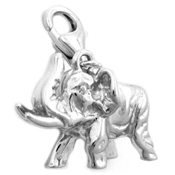 Anhänger 19x14x9mm Einhänger Elefant geformt aus 925 Echt Silber Charm Damen