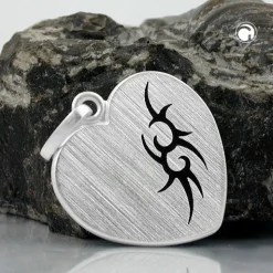 Anhänger 23x22x1,3mm Herz mit Tribal schwarz echtes 925 Silber Damen
