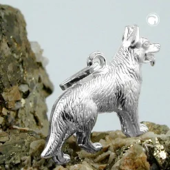 Anhänger 14x20x4mm Kettenanhänger Schäferhund 925 Silber Unisex Silberanhänger