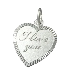 Anhänger 20x17x1mm Silberanhänger Herz I love you echtes 925 Silber Damen