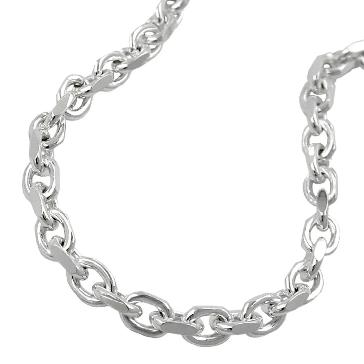 Ankerkette Collier Kette Halskette, diamantiert echtes 925 Silber 50cm