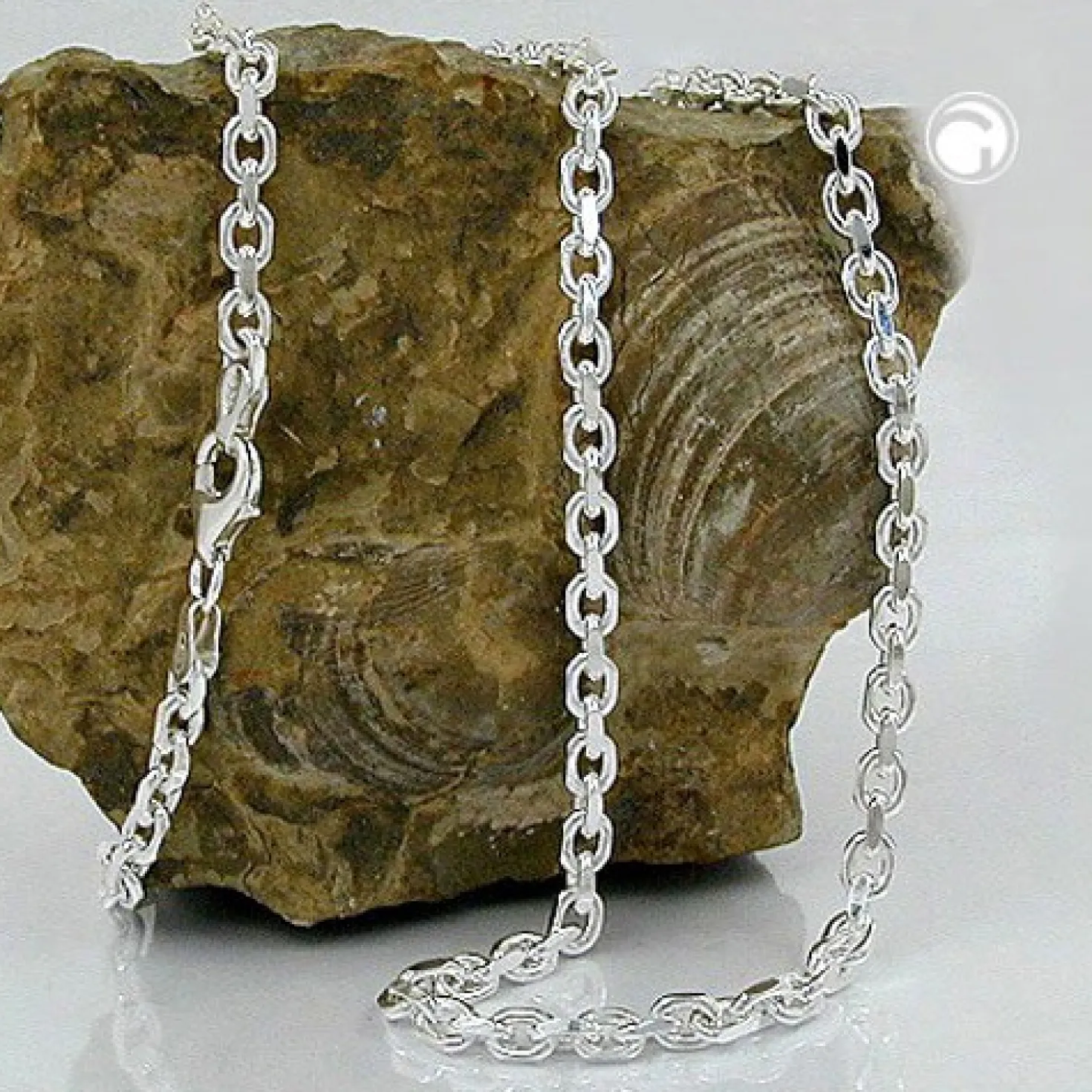 Ankerkette Collier Kette Halskette, diamantiert echtes 925 Silber 50cm