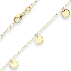 Armband Ankerkette flach runde Plättchen Armschmuck aus 585 Gold Gelbgold 16cm
