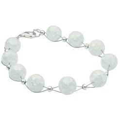 Armband Armkette aus echtem Berg-Kristall Kugel weiß Crack-Innen-Struktur Damen