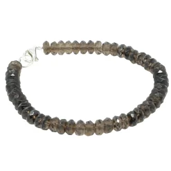 Armband Armkette aus echtem Rauchquarz braun facettiert & 925 Silber, 20cm