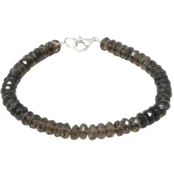 Armband Armkette aus echtem Rauchquarz braun facettiert & 925 Silber, 20cm