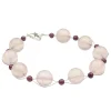 Armband Armkette aus Rosenquarz & Granat & 925 Silber rose dunkelrot 20cm