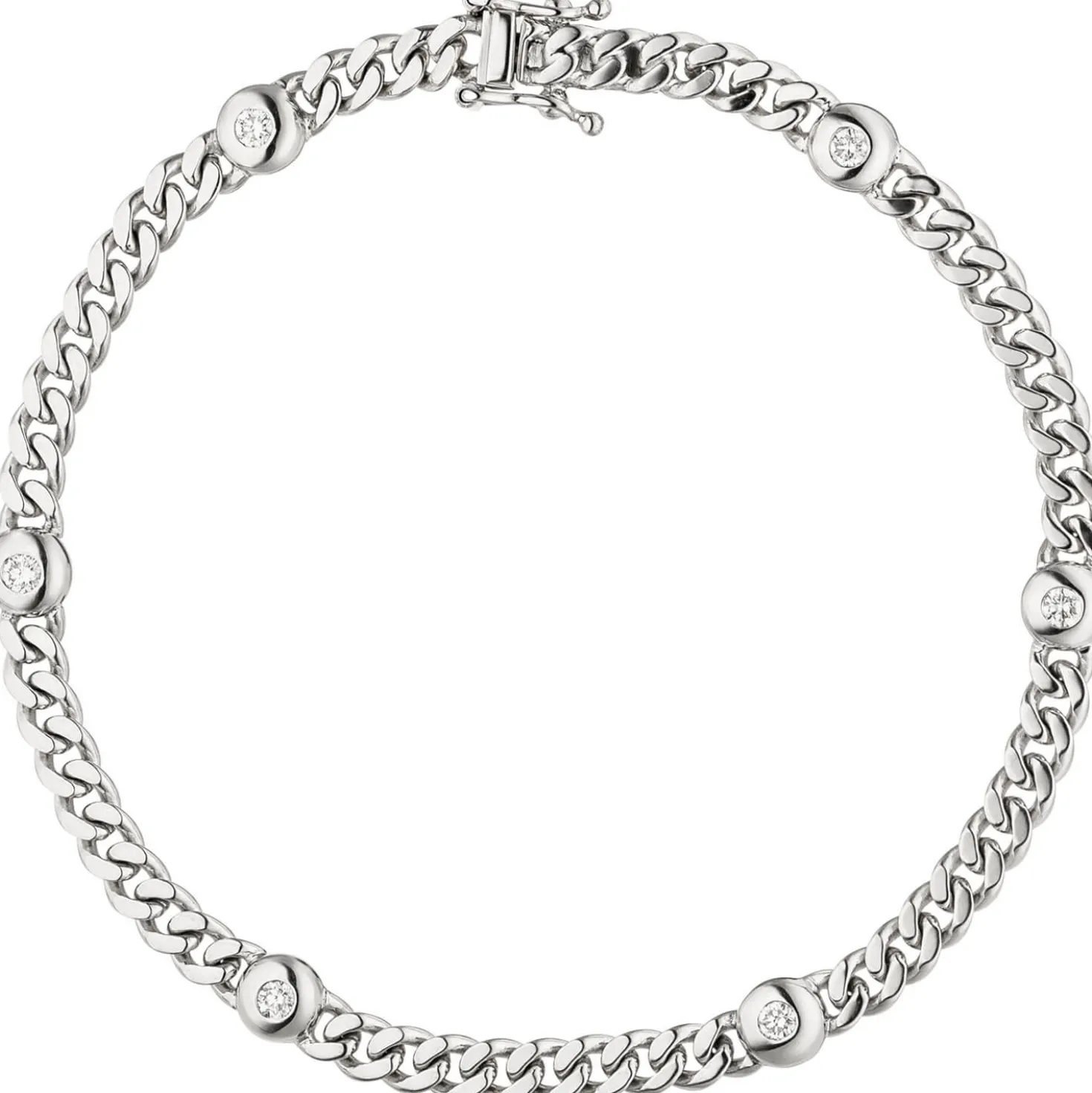 Armband Armkette 6 Diamanten 0.3Ct Brillanten 585 Gold Weißgold 19cm